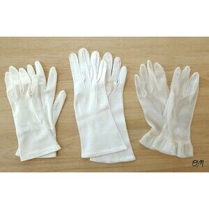 Vintage Women's Ivory Fancy Formal Dress Gloves - Set of 3